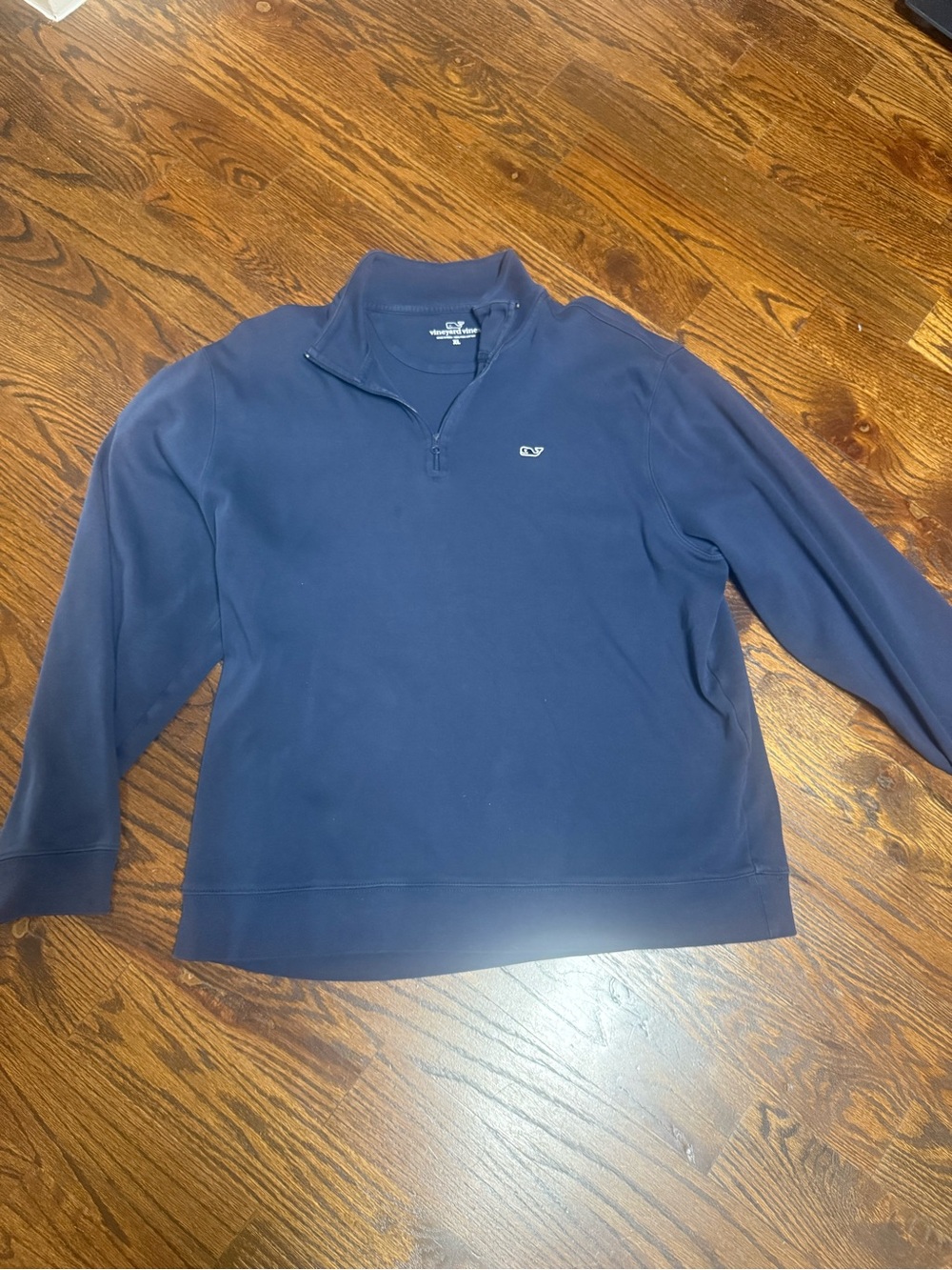Vineyard Vines Navy Half-Zip Sweatshirt with Whale Logo